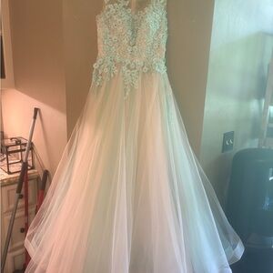 Sherri Hill Light Blue Floral Prom Dress